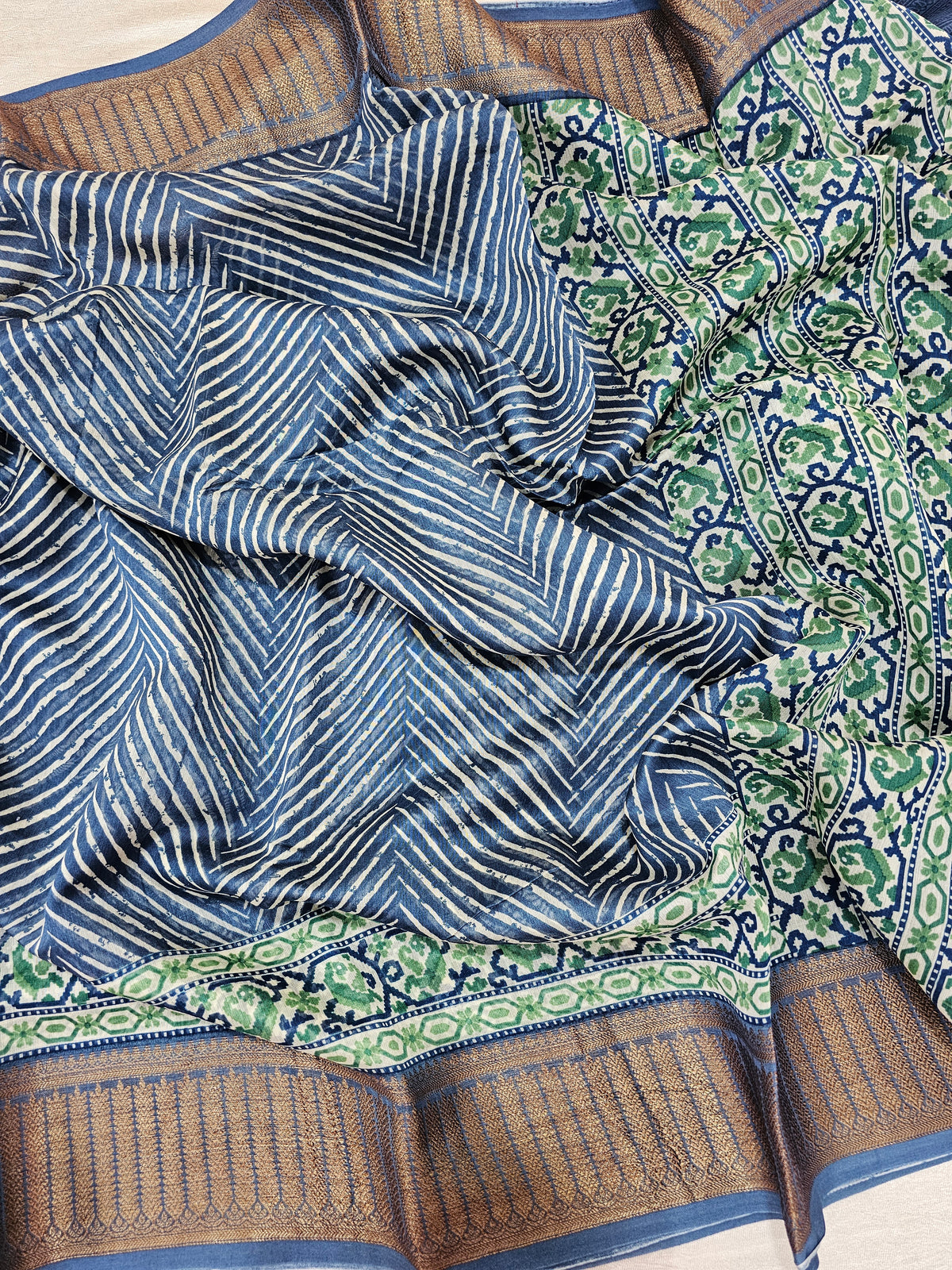 Pure Chanderi Butter Silk - Peacock Blue