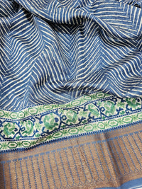 Pure Chanderi Butter Silk - Peacock Blue