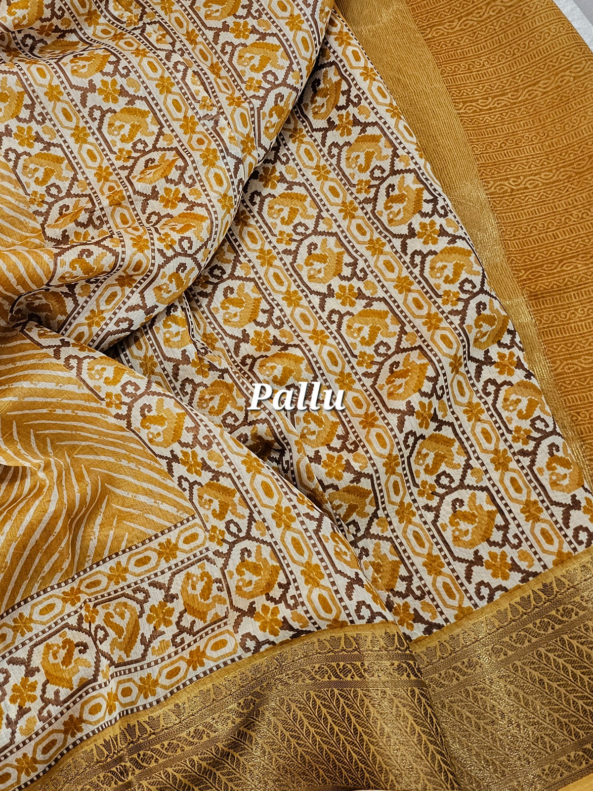 Pure Chanderi Butter Silk - Yellow