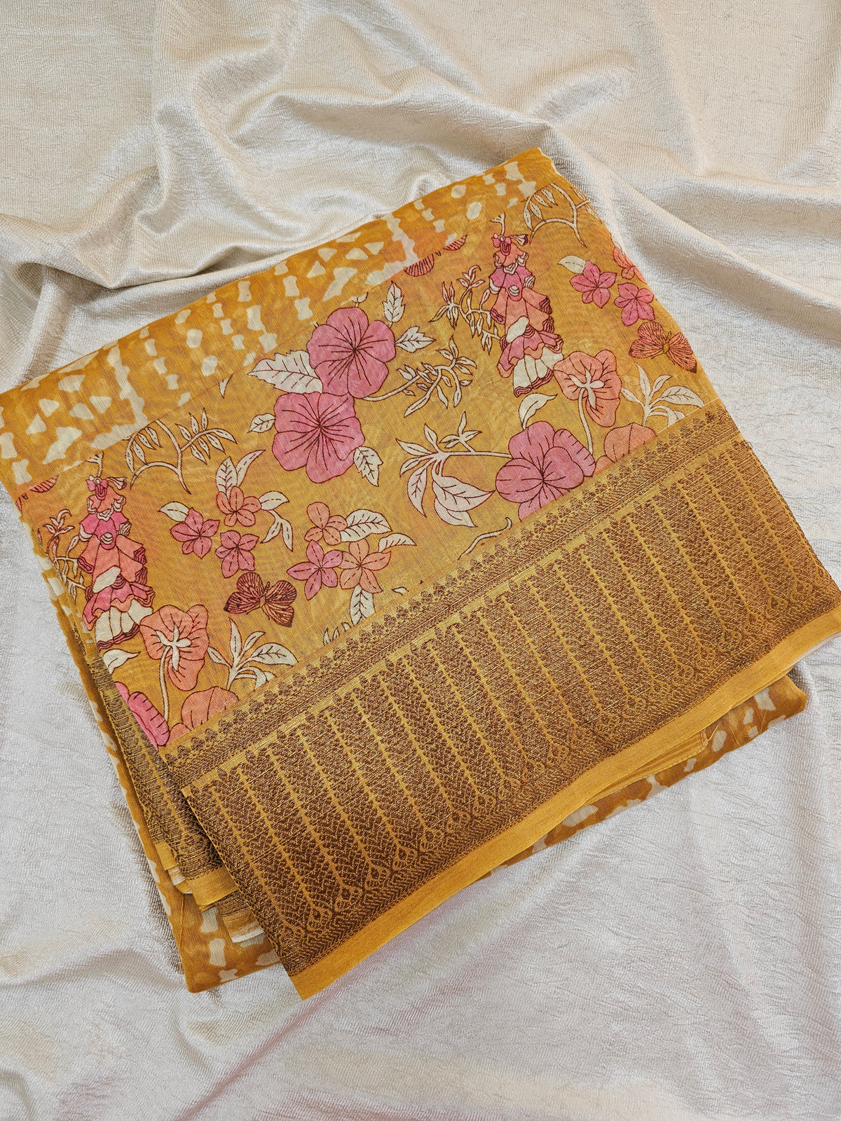 Pure Chanderi Butter Silk - Mustard Yellow