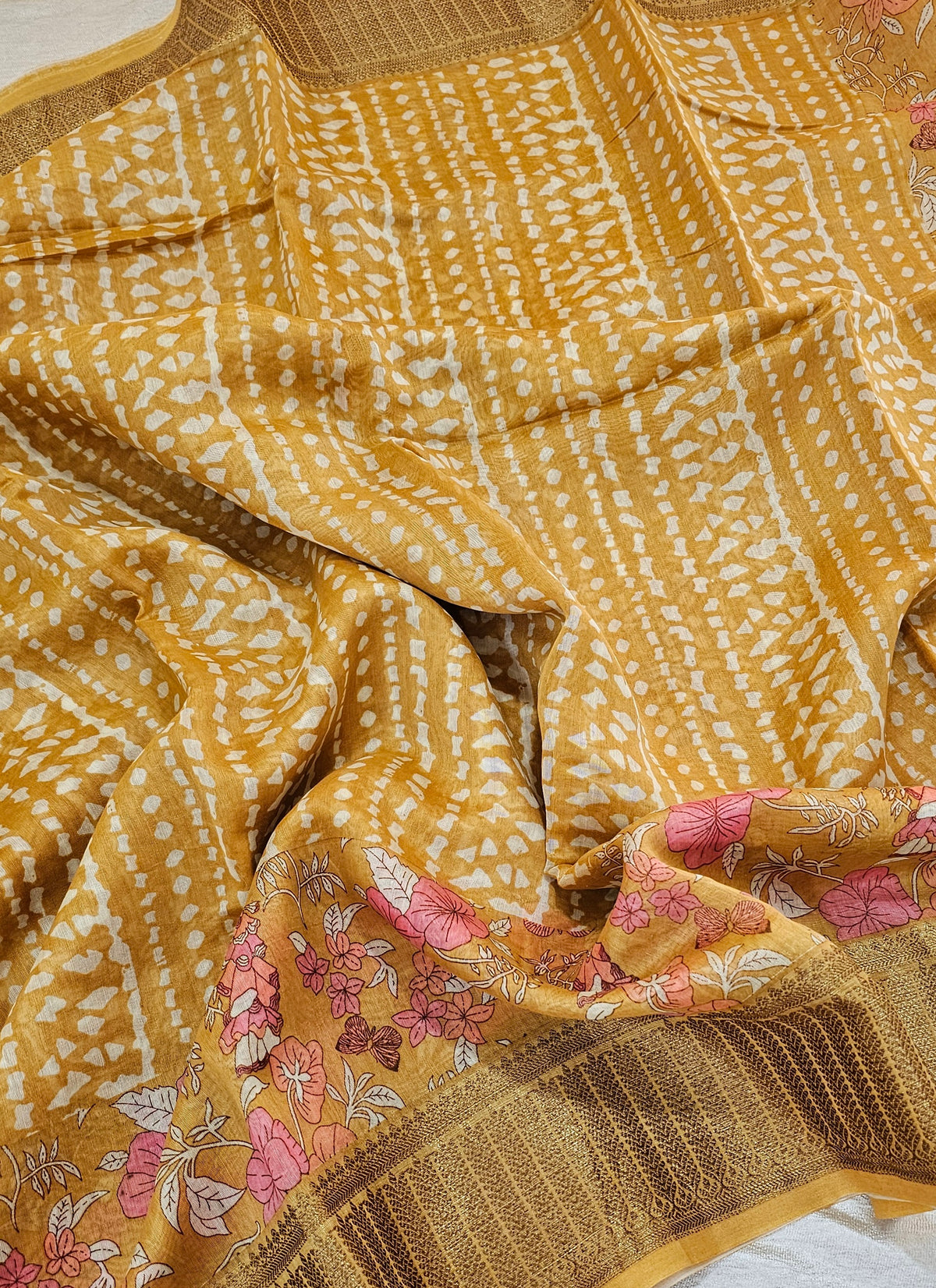 Pure Chanderi Butter Silk - Mustard Yellow