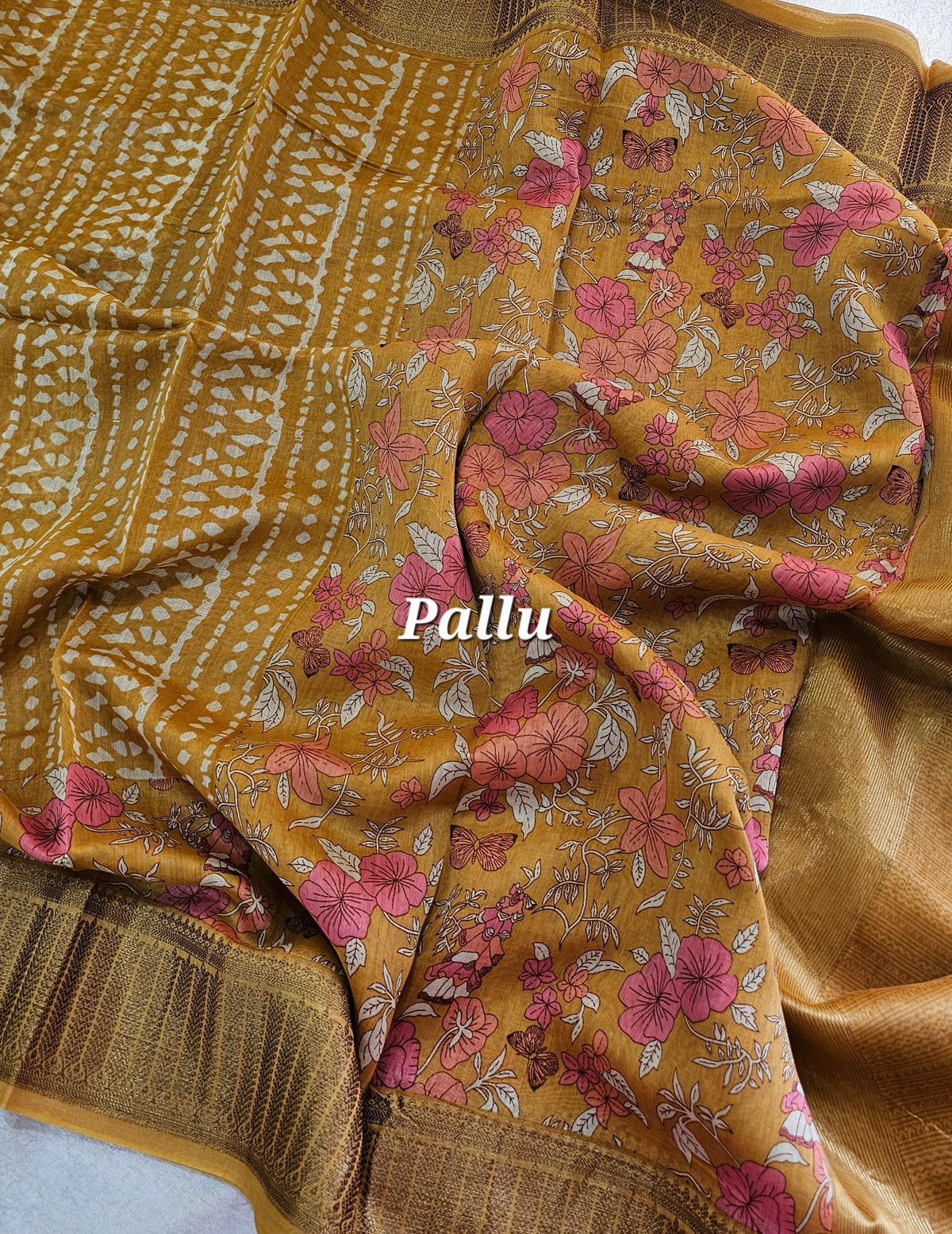 Pure Chanderi Butter Silk - Mustard Yellow