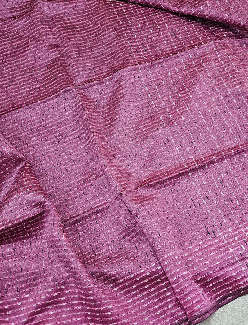 Premium Semi Raw Silk Saree -  Pink