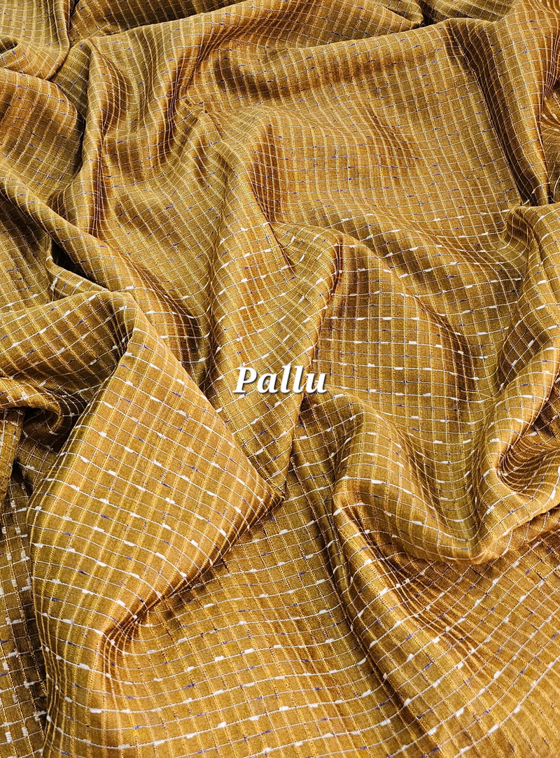 Premium Semi Raw Silk Saree -  Mustard Yellow