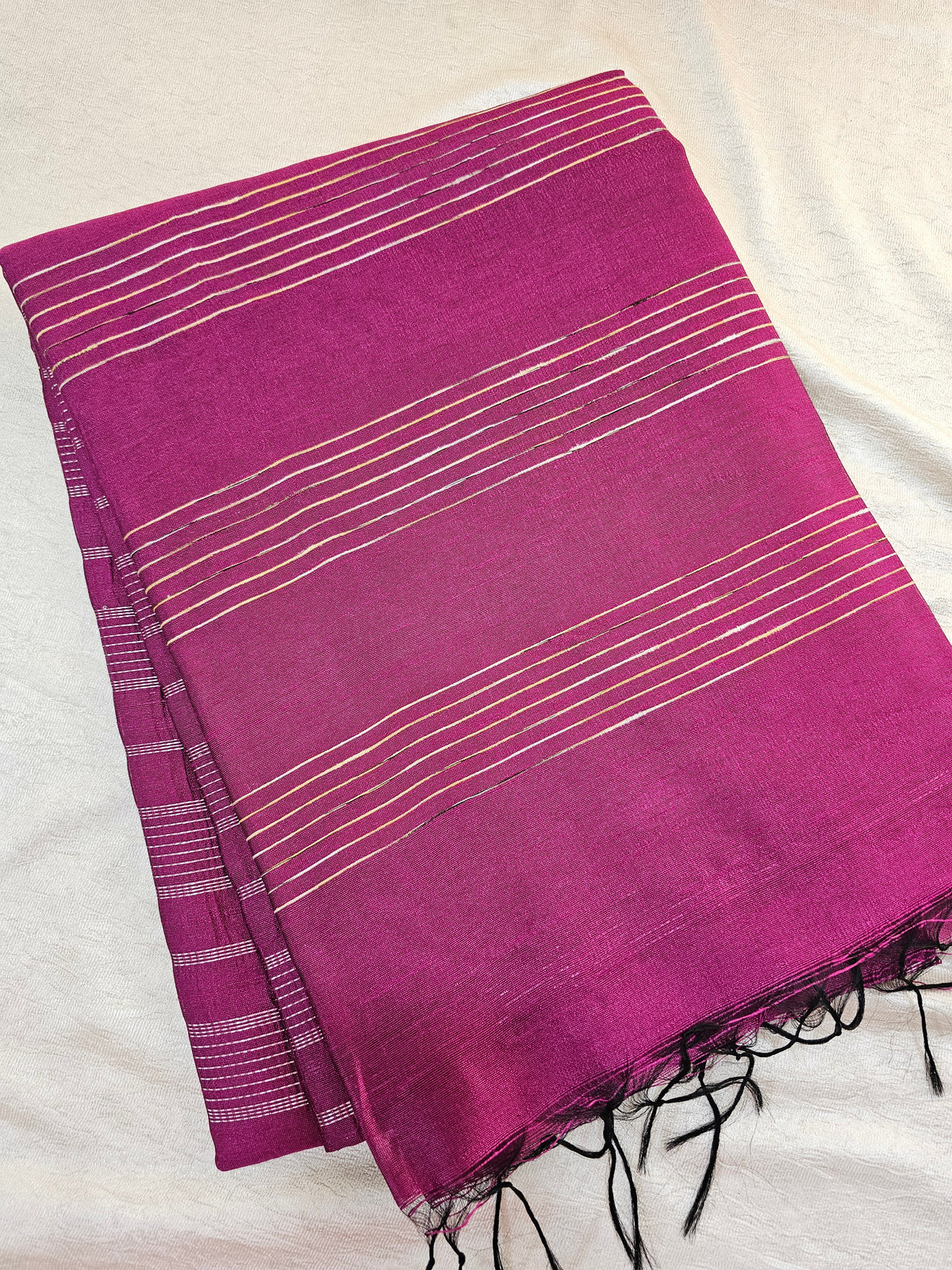 Premium Semi Raw Silk Saree - Magenta Pink