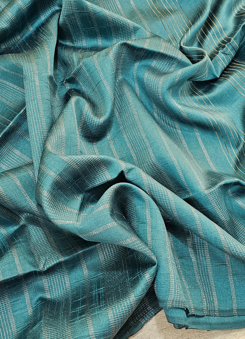 Premium Semi Raw Silk Saree - Blue