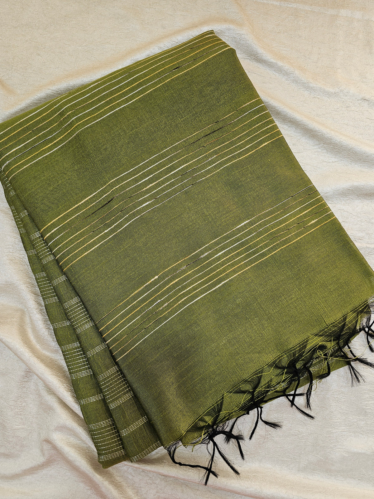 Premium Semi Raw Silk Saree - Green