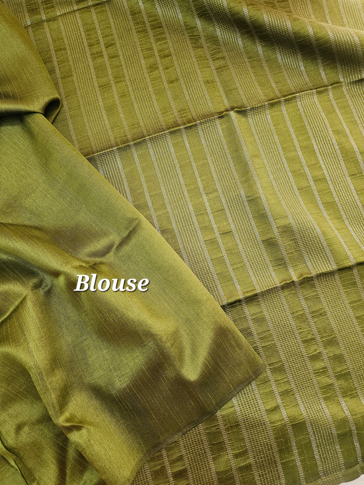 Premium Semi Raw Silk Saree - Green