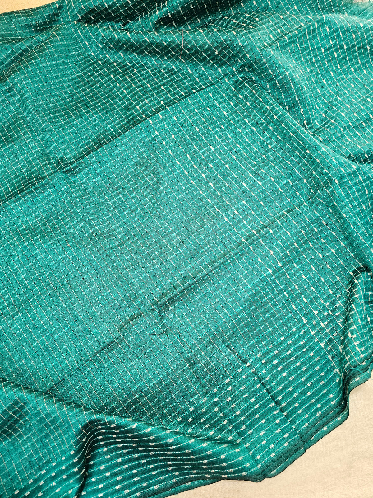 Premium Semi Raw Silk Saree -  Dark Turquoise