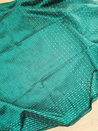 Premium Semi Raw Silk Saree -  Dark Turquoise