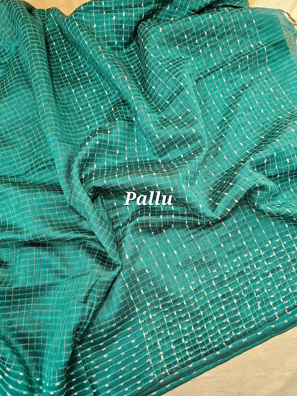 Premium Semi Raw Silk Saree -  Dark Turquoise