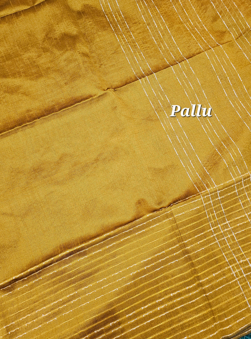 Premium Semi Raw Silk Saree -  Mustard Yellow