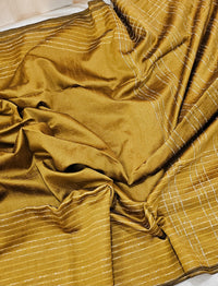 Premium Semi Raw Silk Saree -  Mustard Yellow