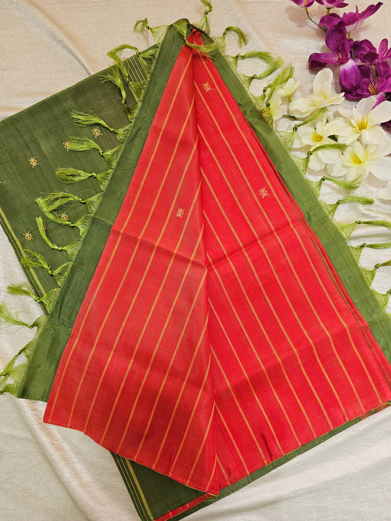 Orange with Green Chinnalampattu Saree