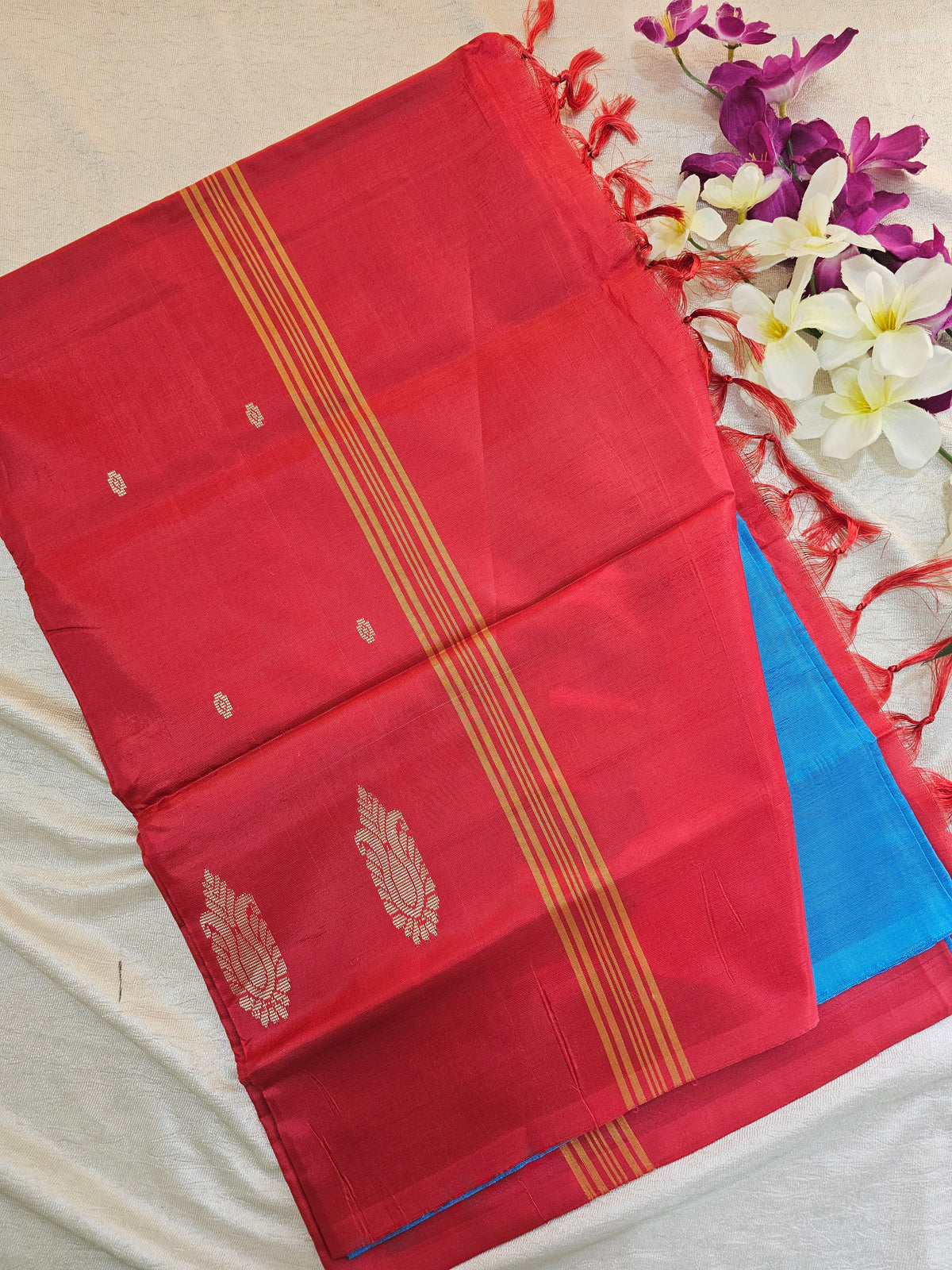 Blue with Red Chinnalampattu Saree