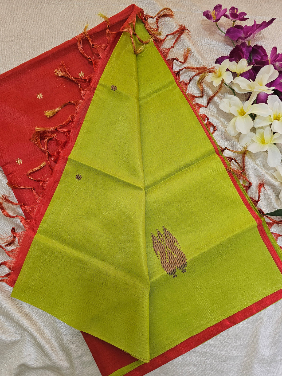 Green with Orange Chinnalampattu Saree