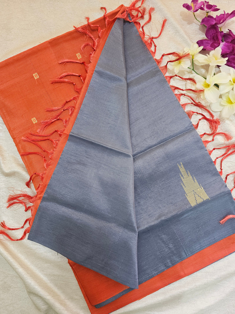 Grey with Orange Chinnalampattu Saree