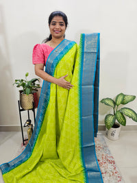 Semi Dola Silk - Lime Green with Blue