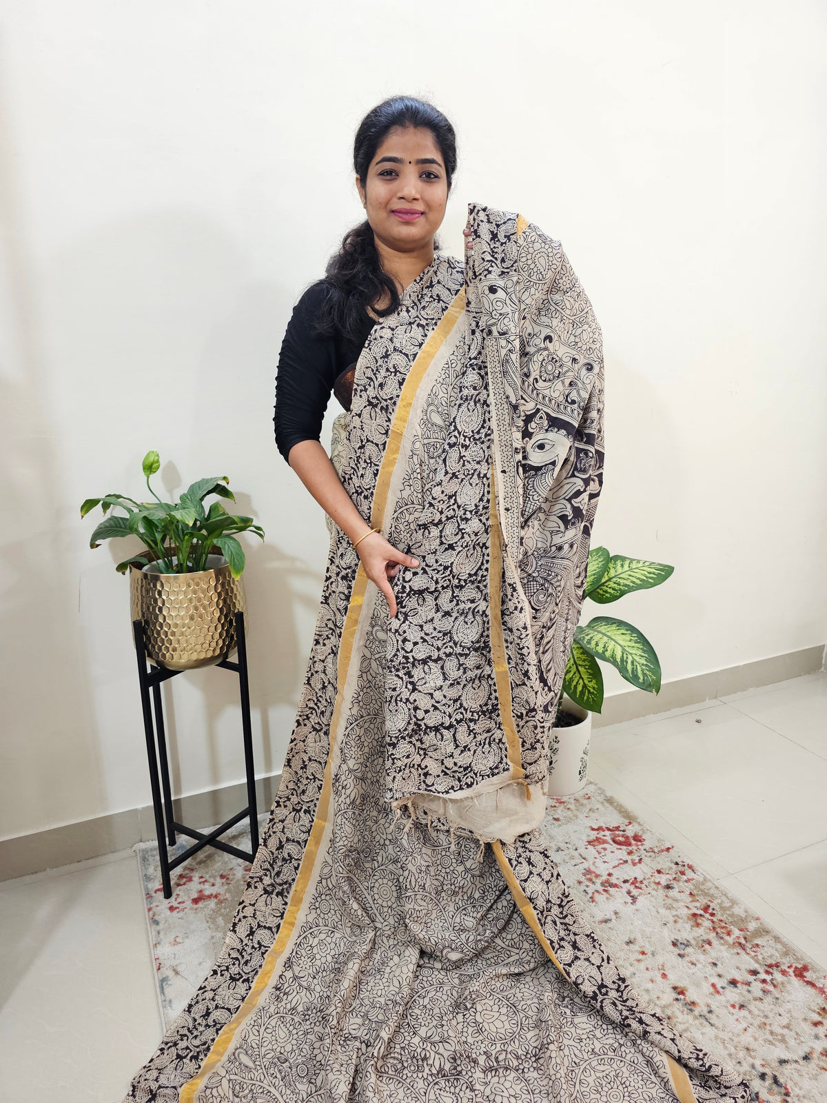 Chennuri Silk - Kalamkari and Peacock Pattern