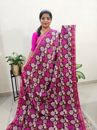 Tussar by Cotton Kalamkari- Brown with Pink