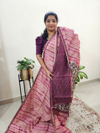 Semi Ghicha Digital Printed Saree - Magenta Pink