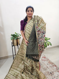 Semi Ghicha Digital Printed Saree - Green