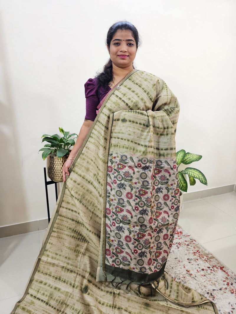 Semi Ghicha Digital Printed Saree - Green