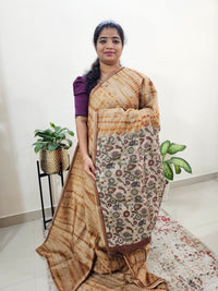 Semi Ghicha Digital Printed Saree - Mustard Yellow