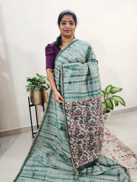 Semi Ghicha Digital Printed Saree - Dark Green