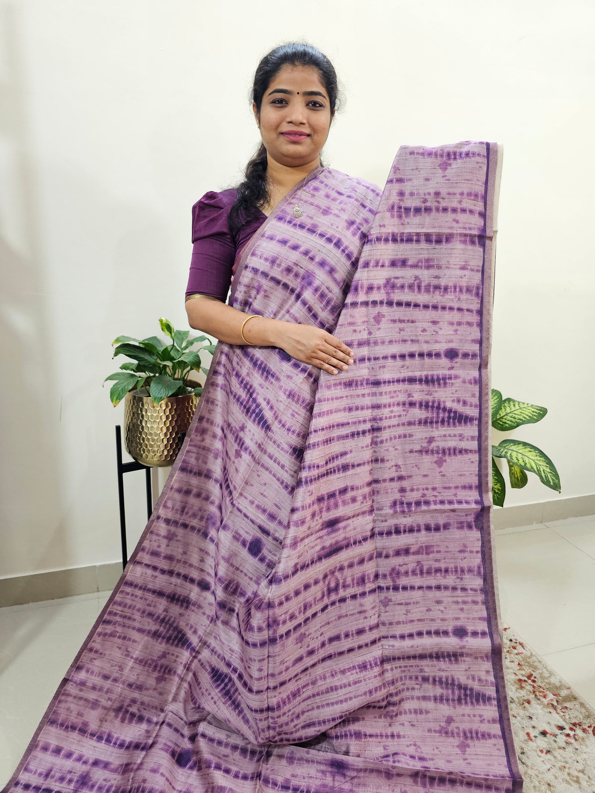 Semi Ghicha Digital Printed Saree - Purple