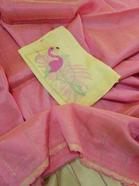 Mangalagiri Silk Cotton - Pink with Sandal