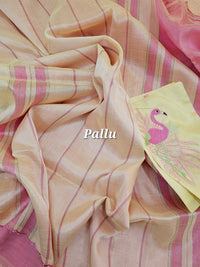 Mangalagiri Silk Cotton - Pink with Sandal