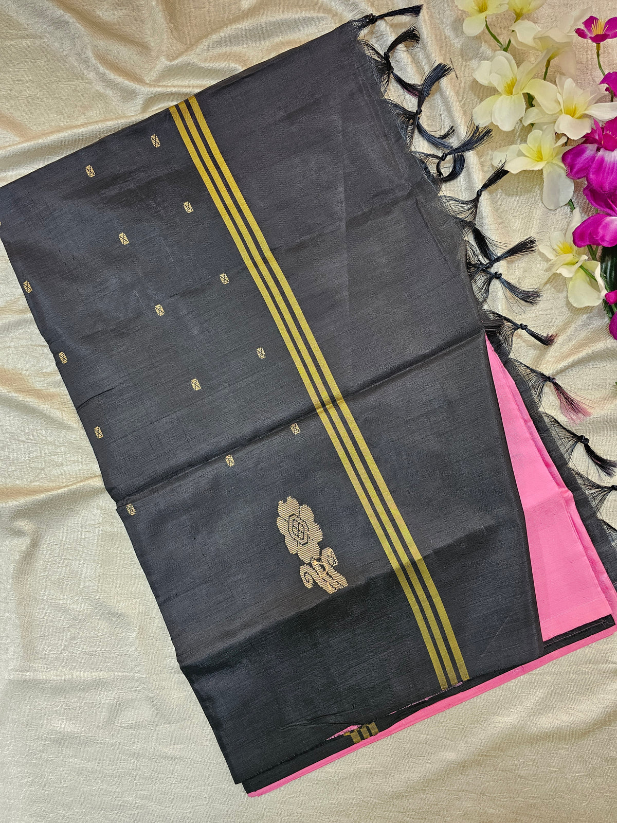 Pink with Black   Chinnalampattu Saree