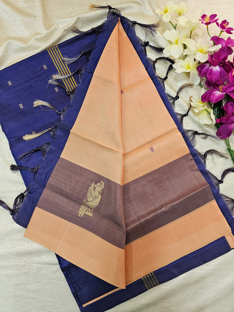 Peach  with Violet   Chinnalampattu Saree