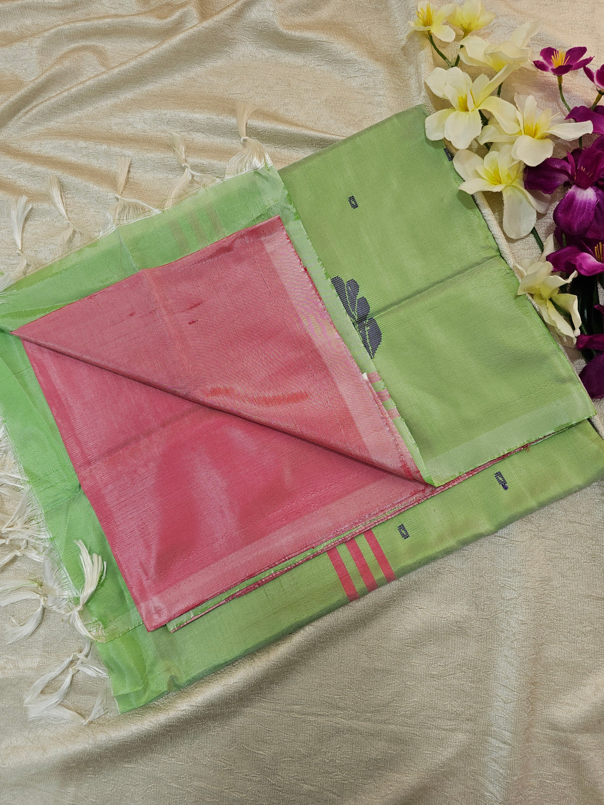 Pink with Green   Chinnalampattu Saree