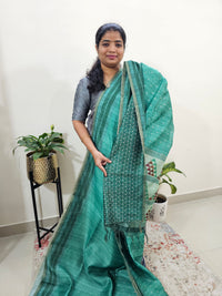 Semi Ghicha Digital Printed Saree - Green