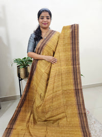 Semi Ghicha Digital Printed Saree - Mustard Yellow