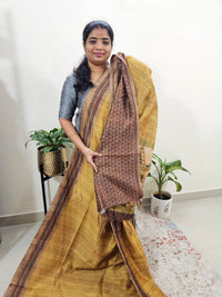 Semi Ghicha Digital Printed Saree - Mustard Yellow