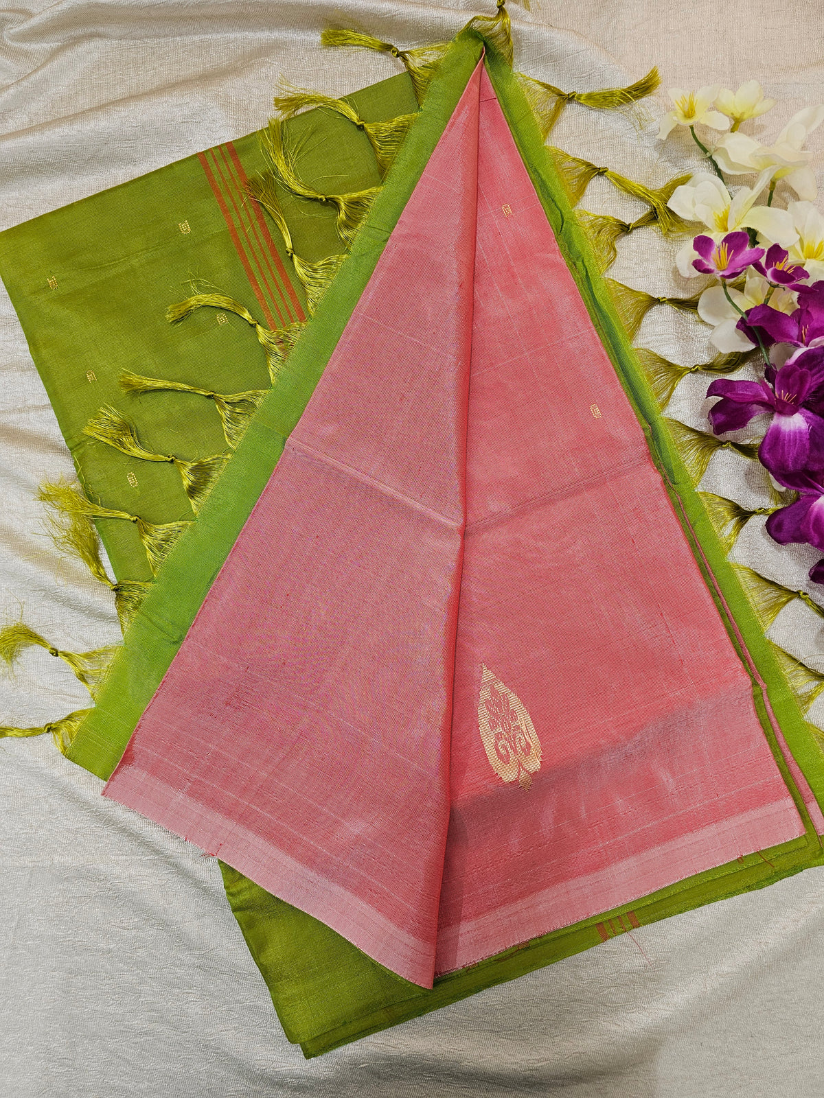 Pink with Green Chinnalampattu Saree