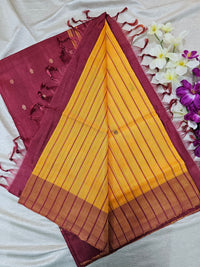 Yellow with Marron    Chinnalampattu Saree