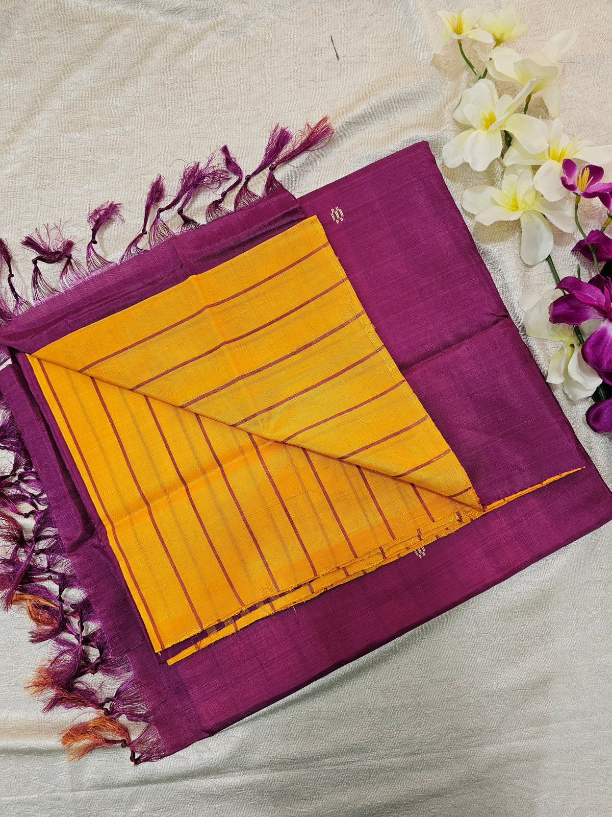 Yellow with Magenta Pink   Chinnalampattu Saree