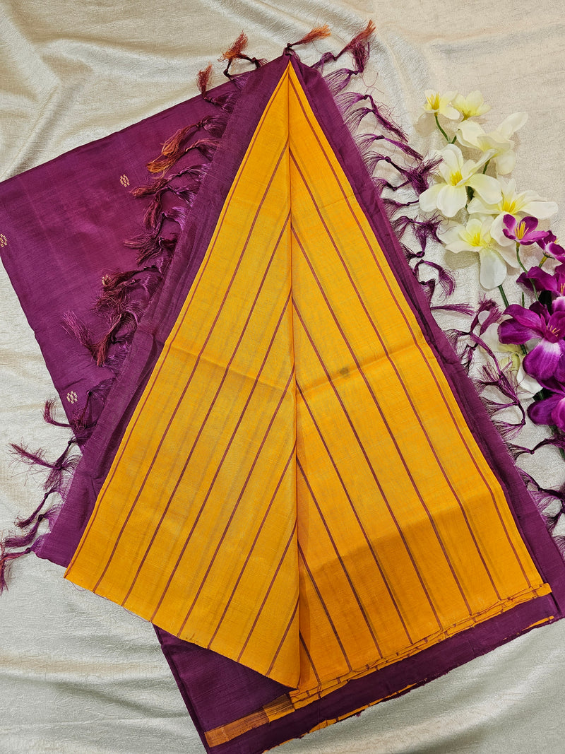 Yellow with Magenta Pink   Chinnalampattu Saree