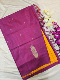 Yellow with Magenta Pink   Chinnalampattu Saree