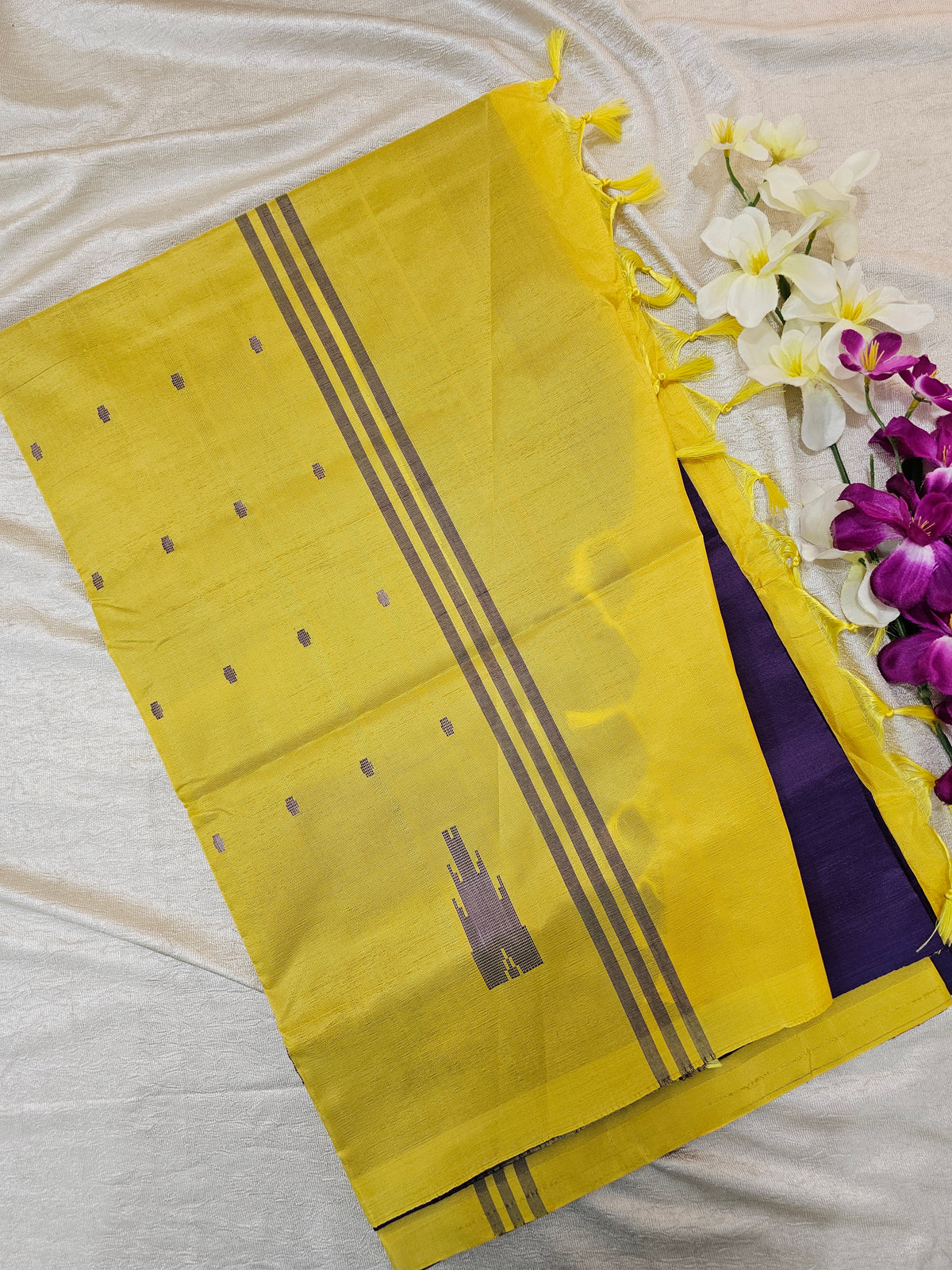 Violet with Yellow    Chinnalampattu Saree