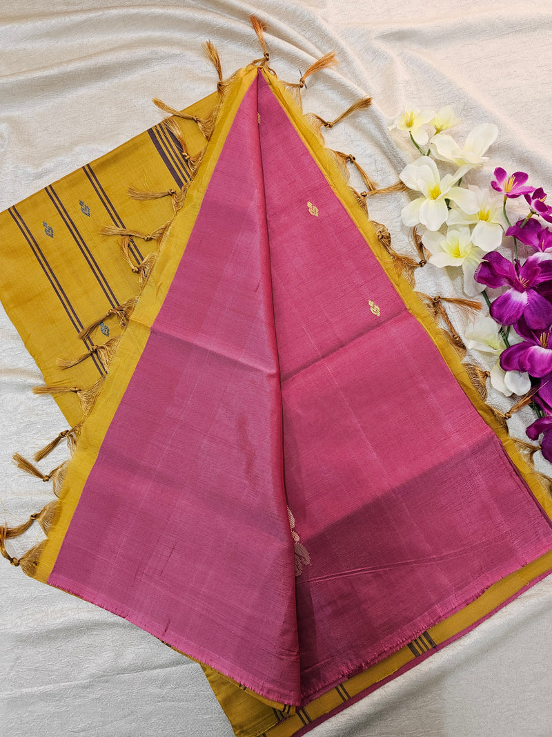 Pink with Musterd  Yellow    Chinnalampattu Saree