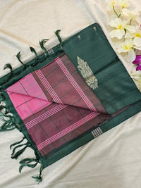 Pink with Bottle Green Chinnalampattu Saree