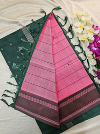 Pink with Bottle Green Chinnalampattu Saree