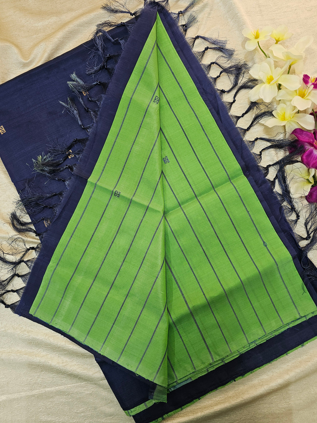 Green with Navy Blue  Chinnalampattu Saree