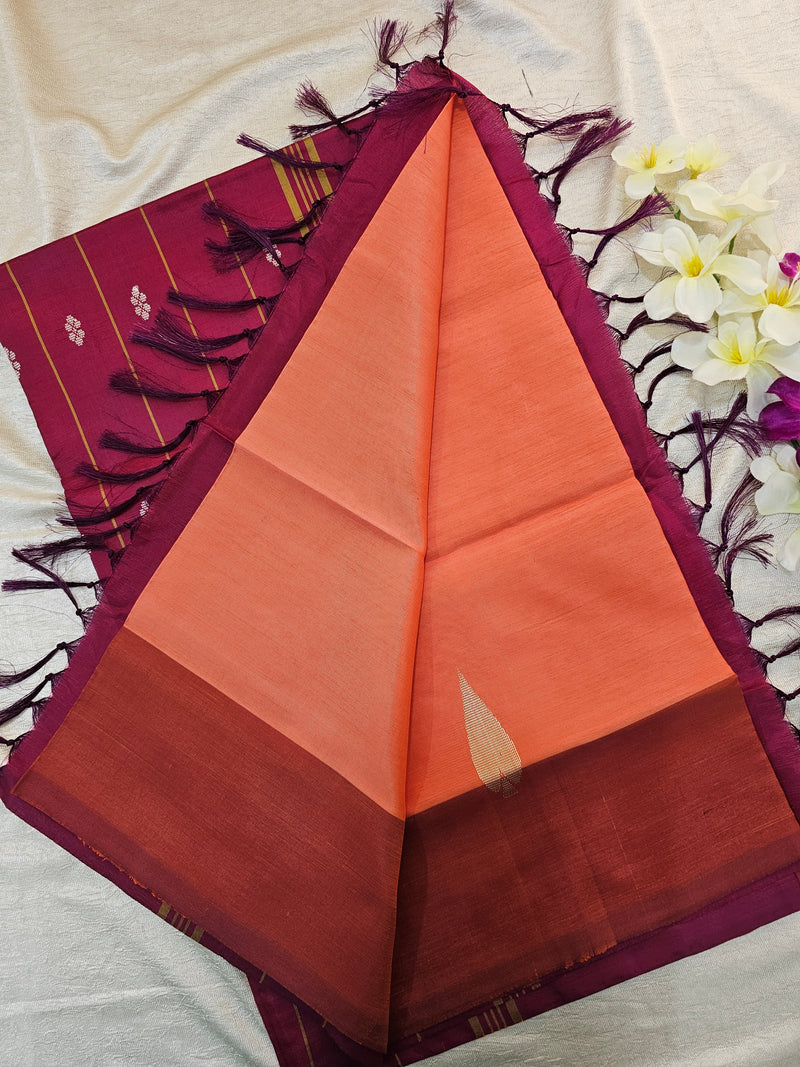 Orange with Marron Chinnalampattu Saree