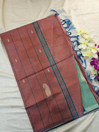 Green with Dual Shade Brown and Blue   Chinnalampattu Saree